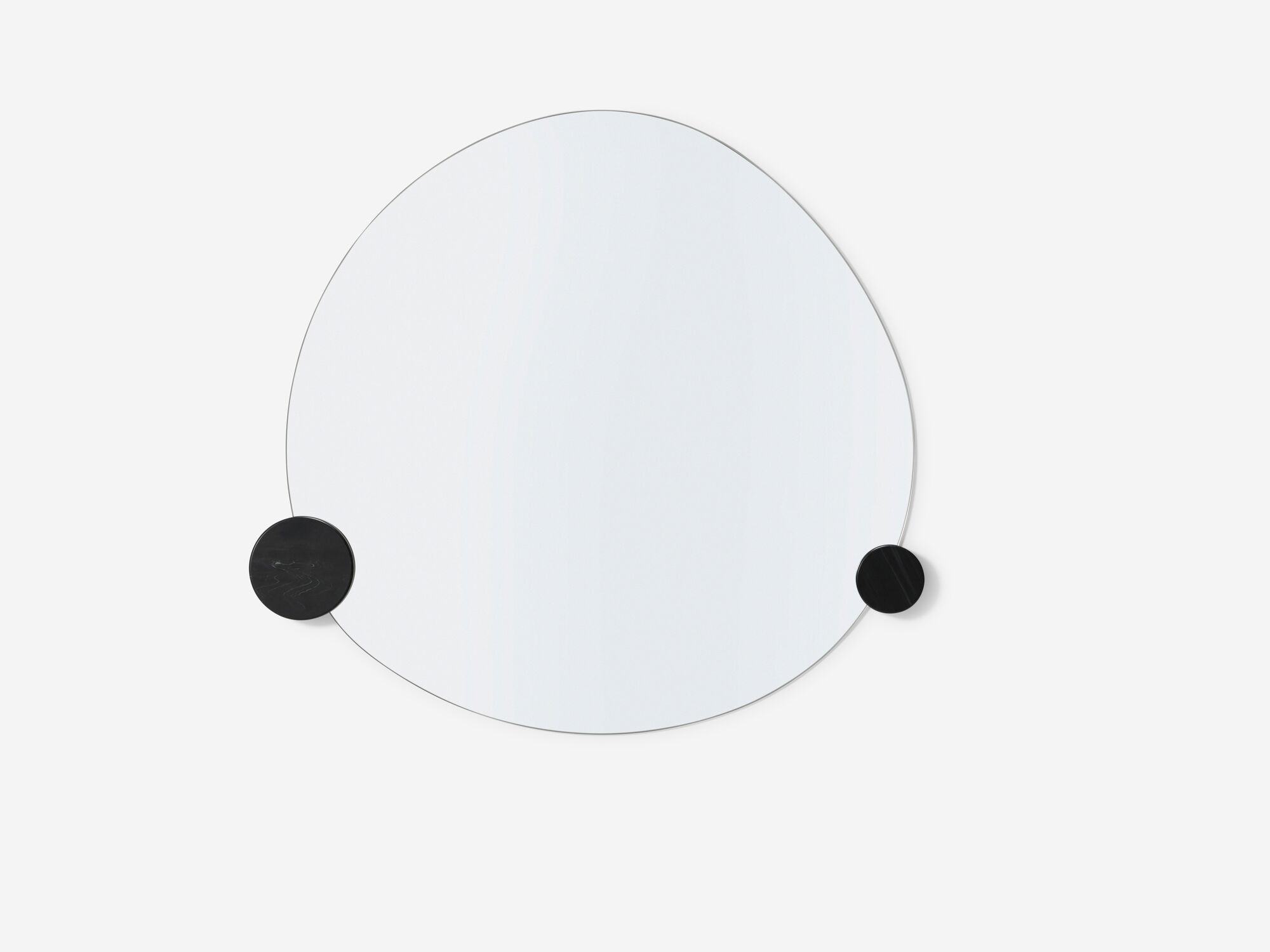 Large wall mirror with black knobs bottom view